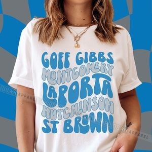 Retro Detroit Lions Football Players Tshirt Lions Crewneck Shirt